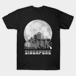 Singapore Skyline Full Moon T-Shirt